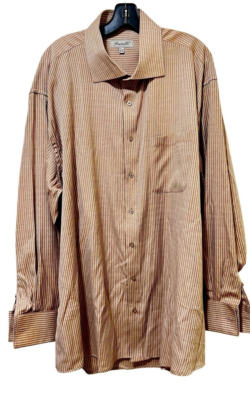 Fratello Men's Striped French Cuff Dress Shirt Size 19.5 36/37